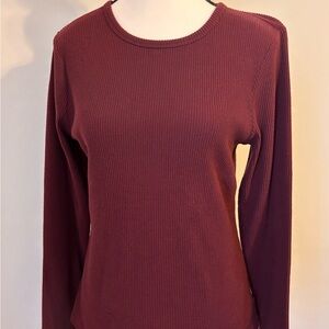 Old Navy Ribbed Long-Sleeve Crewneck Top - Burgundy